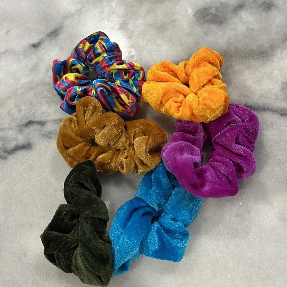 Colorful Velvet and Patterned Scrunchies Set